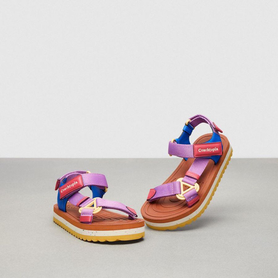 Sandálias COACH Strappy Feminino Rosa | 71598ZGOU