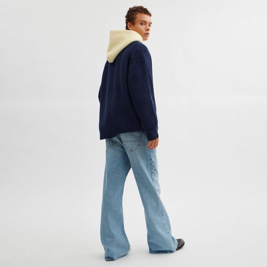 Suéter COACH Chunky Graphic In Recycled Wool Masculino Azul Marinho | 89174XFPS