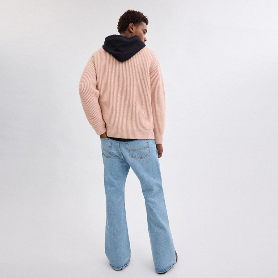 Suéter COACH Crewneck Bow In Recycled Wool Feminino Rosa | 50239JPRD