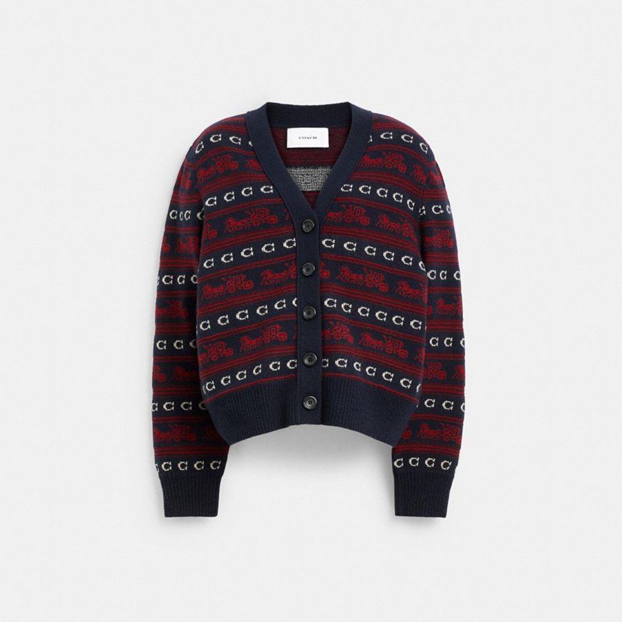 Suéter COACH Horse And Carriage Cardigan Feminino Vermelhas | 34079YMAZ