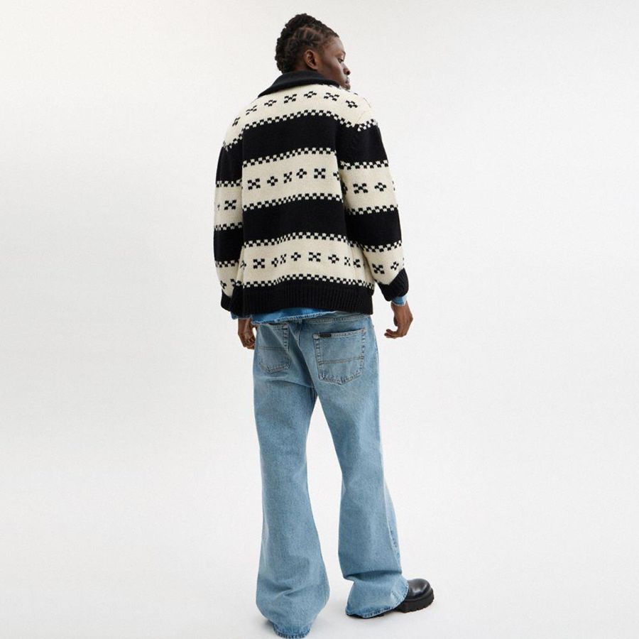 Suéter COACH Shawl Collar Cardigan Masculino Pretas | 07251AIGJ