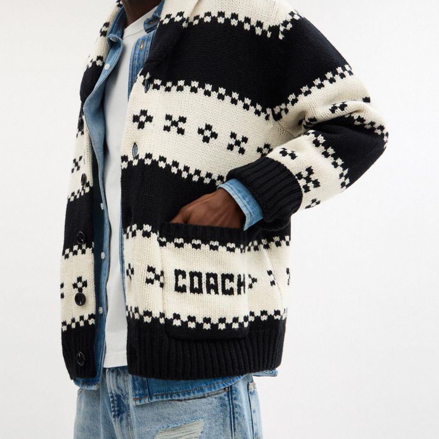 Suéter COACH Shawl Collar Cardigan Masculino Pretas | 07251AIGJ