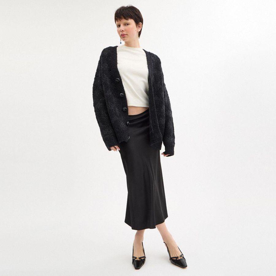 Suéter COACH Signature Cardigan Feminino Cinzentas | 05216VXQS