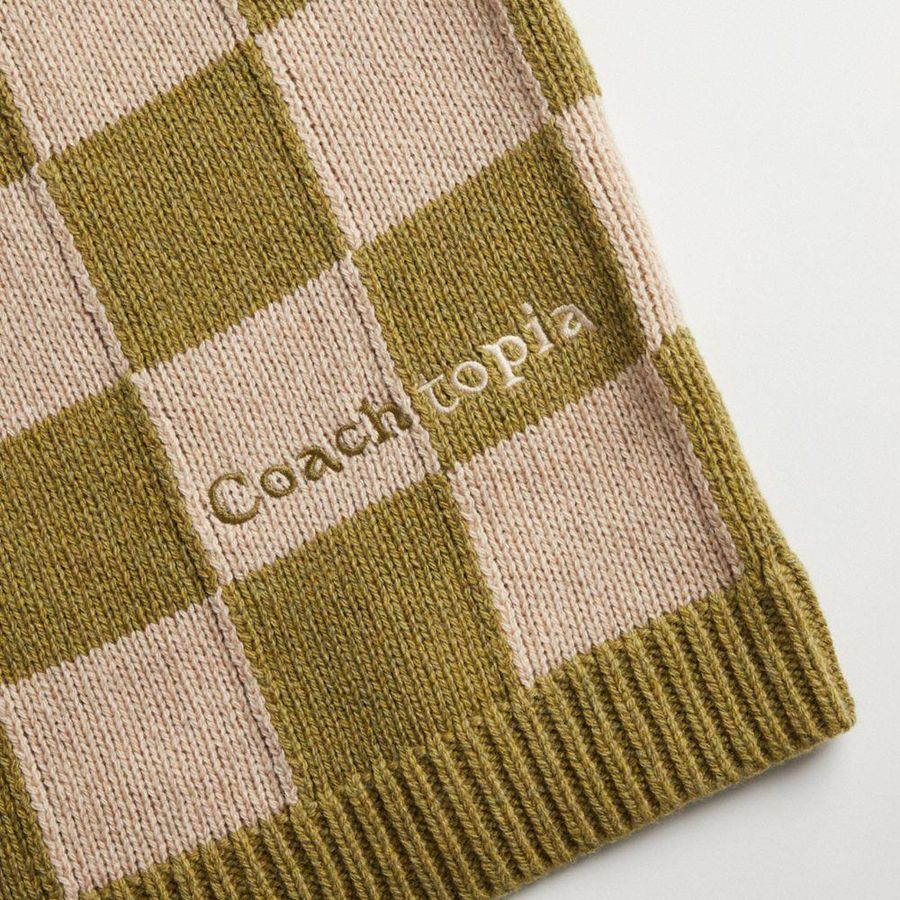 Suéter COACH Sweater Vest With Checkerboard Pattern Feminino Verdes | 84902DSJR