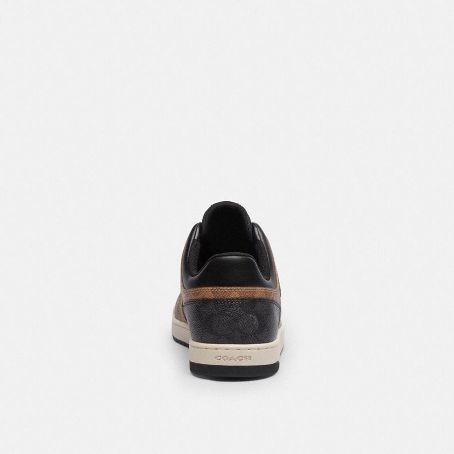 Tenis COACH C201 In Mixed Signature Canvas Masculino Pretas | 28495ZNHP