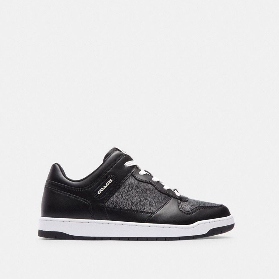 Tenis COACH C201 In Signature Canvas Masculino Pretas | 59732IGXC