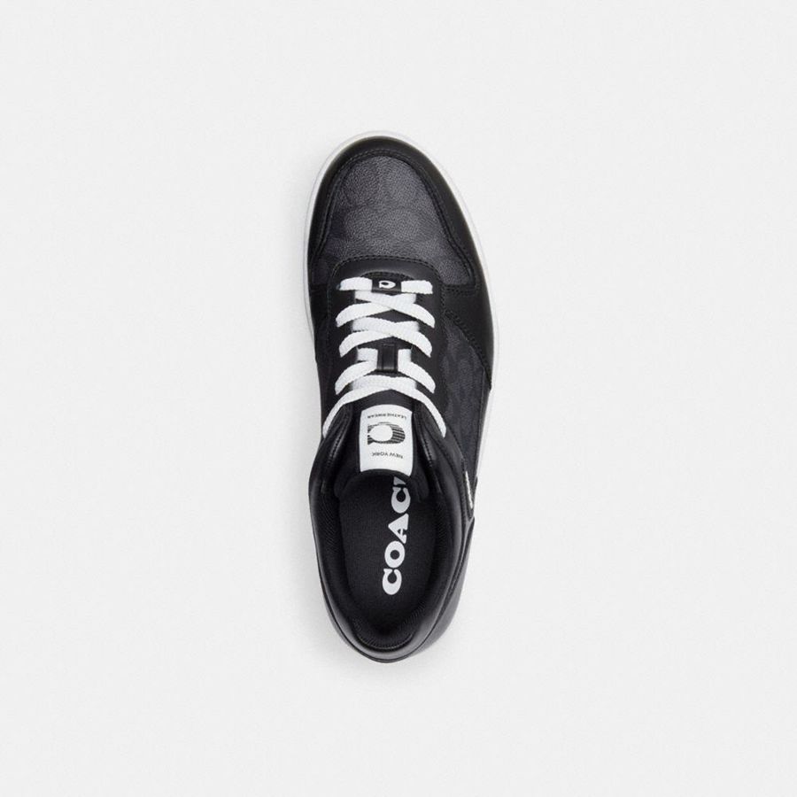 Tenis COACH C201 In Signature Canvas Masculino Pretas | 59732IGXC