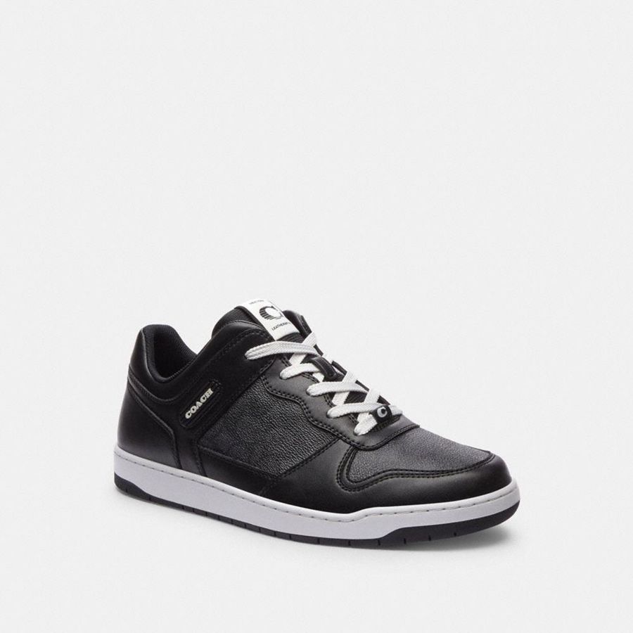 Tenis COACH C201 In Signature Canvas Masculino Pretas | 59732IGXC