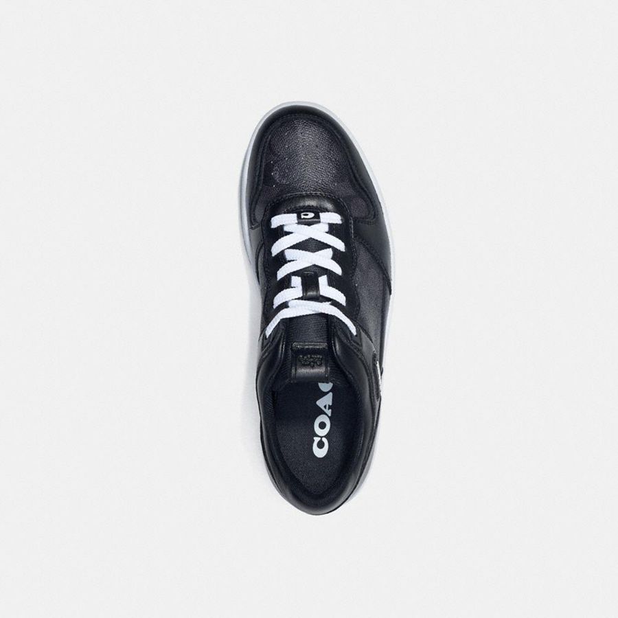 Tenis COACH C201 In Signature Canvas Masculino Pretas | 39086OJIT