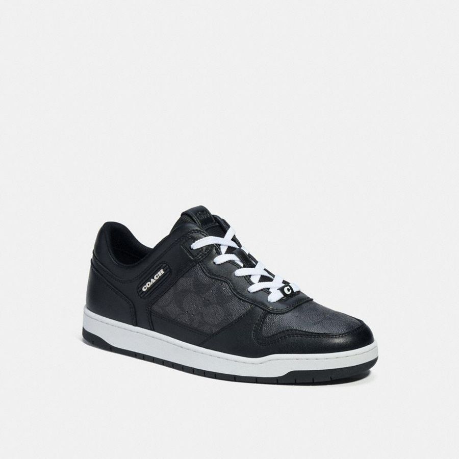 Tenis COACH C201 In Signature Canvas Masculino Pretas | 39086OJIT