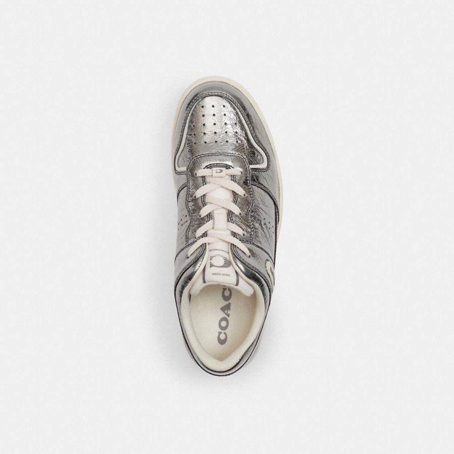 Tenis COACH C201 Low Top Feminino Prateadas | 72149TKNU