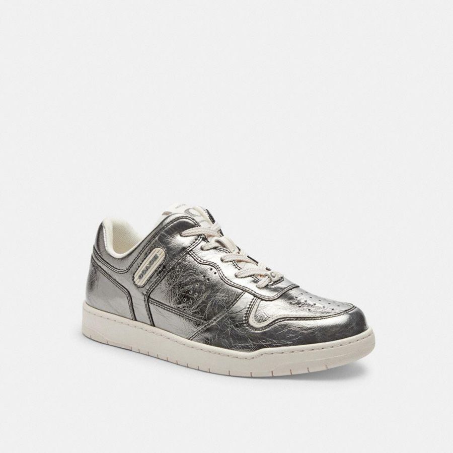 Tenis COACH C201 Low Top Feminino Prateadas | 72149TKNU