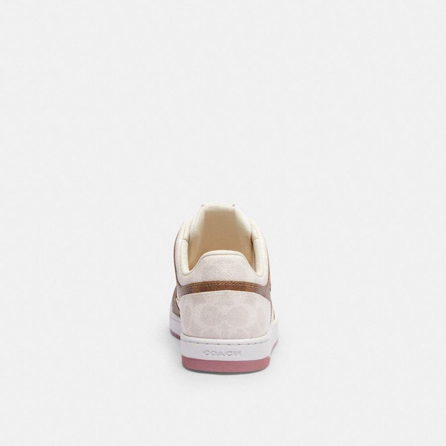 Tenis COACH C201 Low Top In Signature Canvas Feminino Branco | 08692TYHQ