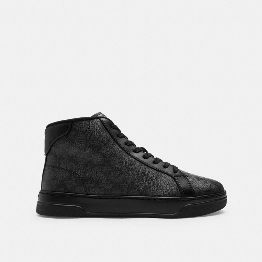 Tenis COACH High Line High Top In Signature Canvas Masculino Pretas | 65794CUFG