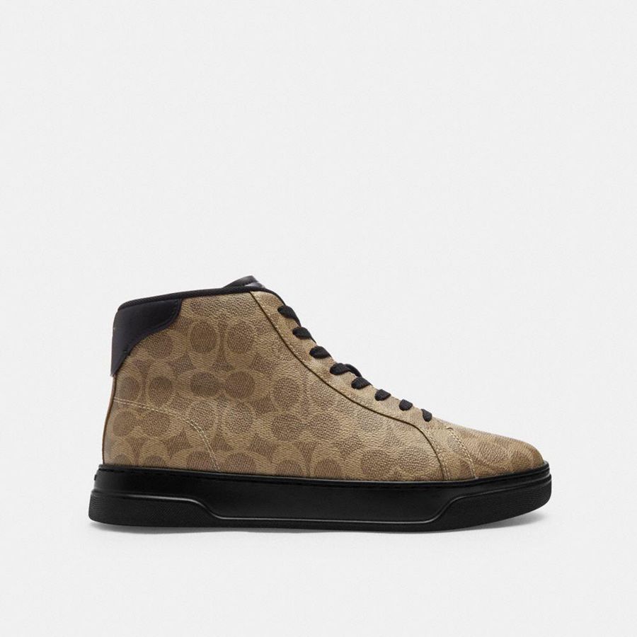 Tenis COACH High Line High Top In Signature Canvas Masculino Marrom | 67830BYCR