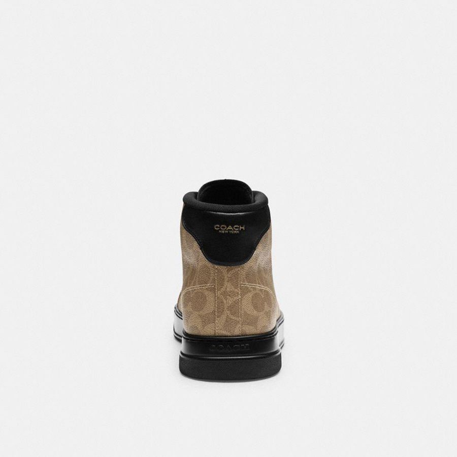Tenis COACH High Line High Top In Signature Canvas Masculino Marrom | 67830BYCR