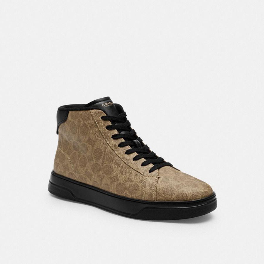 Tenis COACH High Line High Top In Signature Canvas Masculino Marrom | 67830BYCR