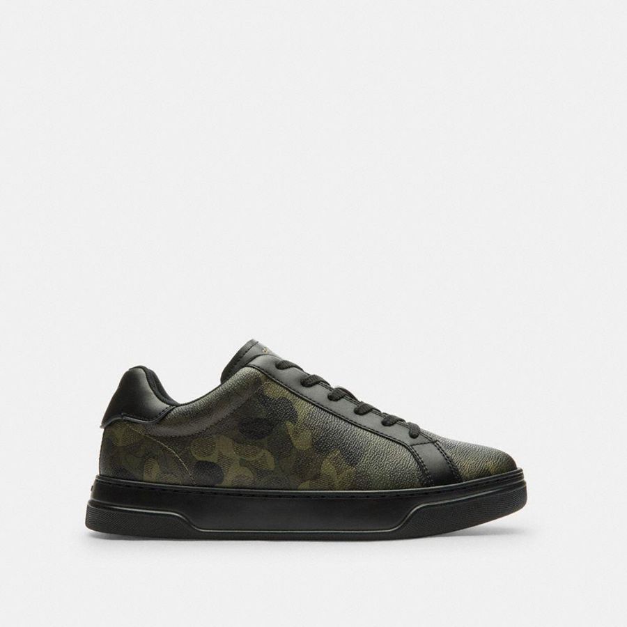 Tenis COACH High Line In Signature Camo Print Masculino Verdes | 41375FQIW