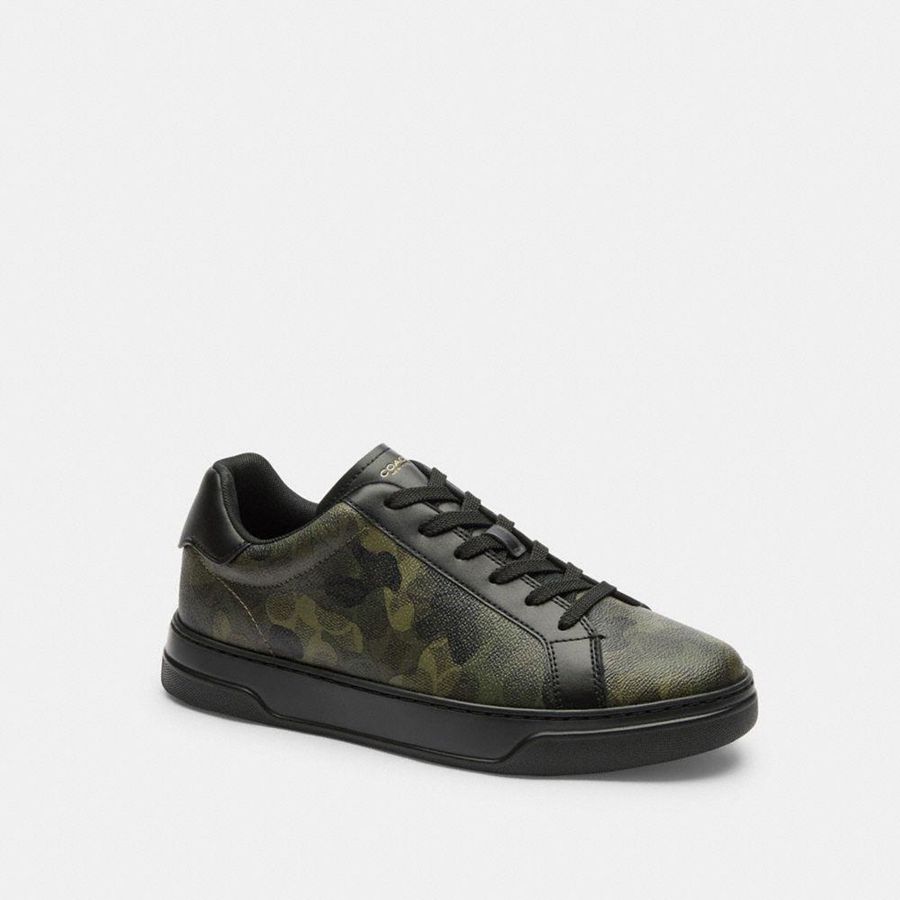 Tenis COACH High Line In Signature Camo Print Masculino Verdes | 41375FQIW