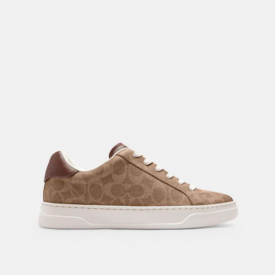 Tenis COACH High Line In Signature Canvas Feminino Marrom | 12376WFCT