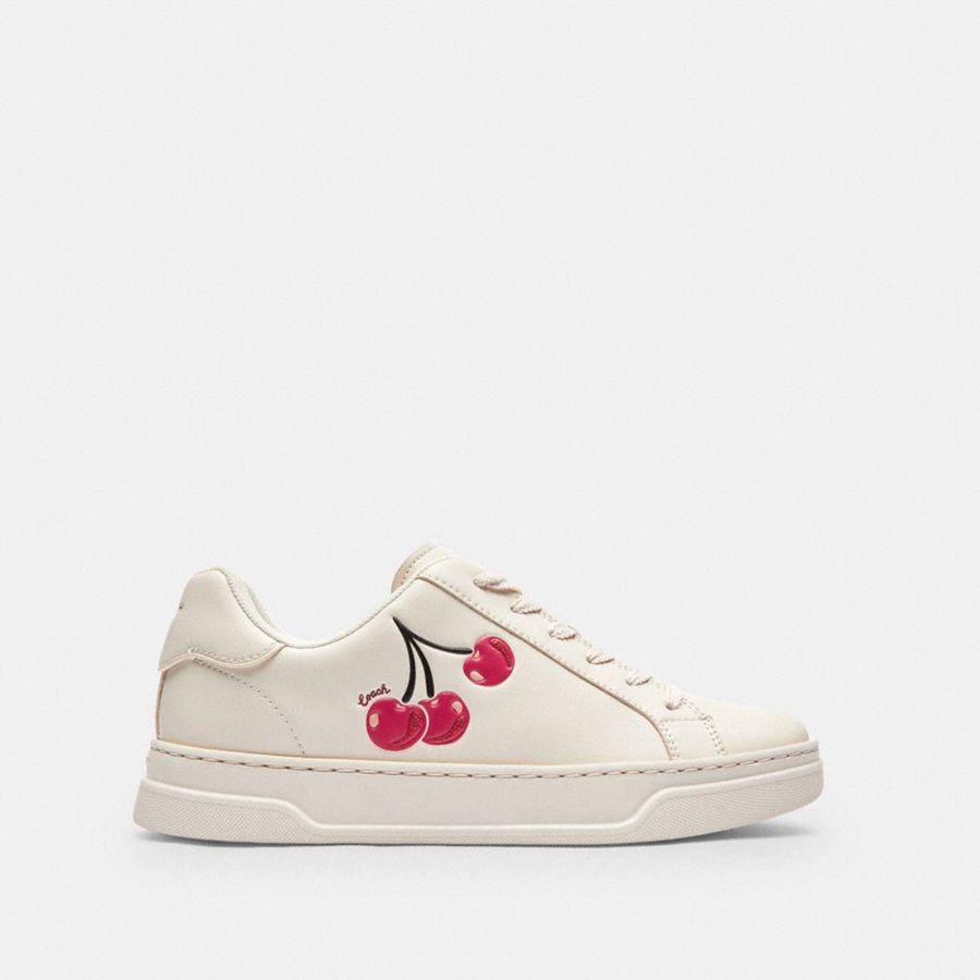 Tenis COACH High Line With Cherry Print Feminino Branco | 27608JAEC