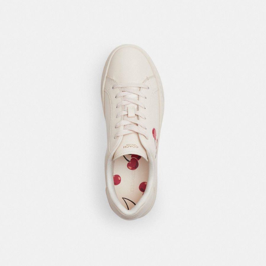 Tenis COACH High Line With Cherry Print Feminino Branco | 27608JAEC