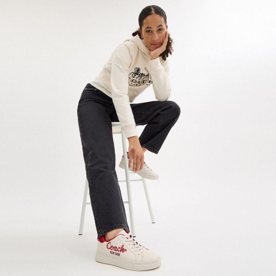 Tenis COACH New Year High Line With Coach Snake Script Feminino Branco | 72401RMJN