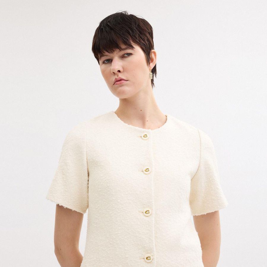 Vestido COACH Boucle Feminino Branco | 74369CNBW