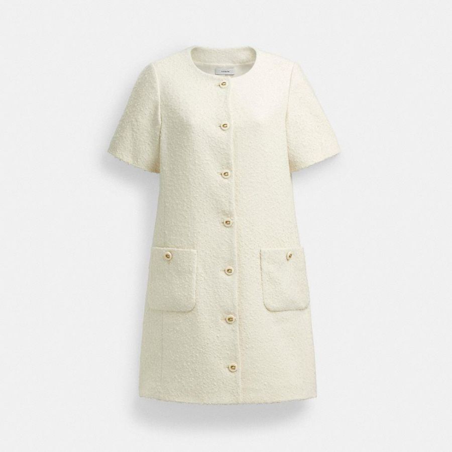 Vestido COACH Boucle Feminino Branco | 74369CNBW