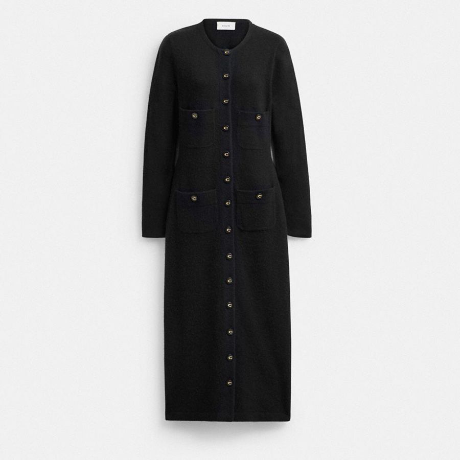 Vestido COACH Knit Cardigan Feminino Pretas | 37580VJGB