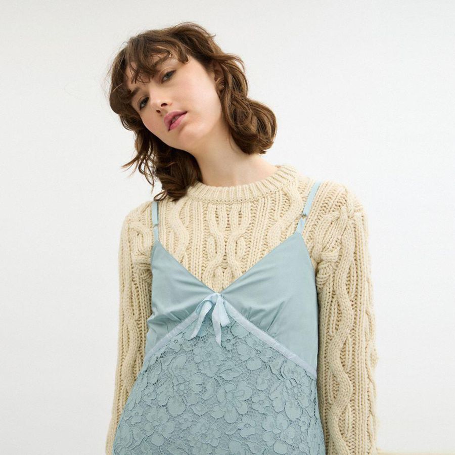 Vestido COACH Lace Feminino Azuis | 36701KVPS