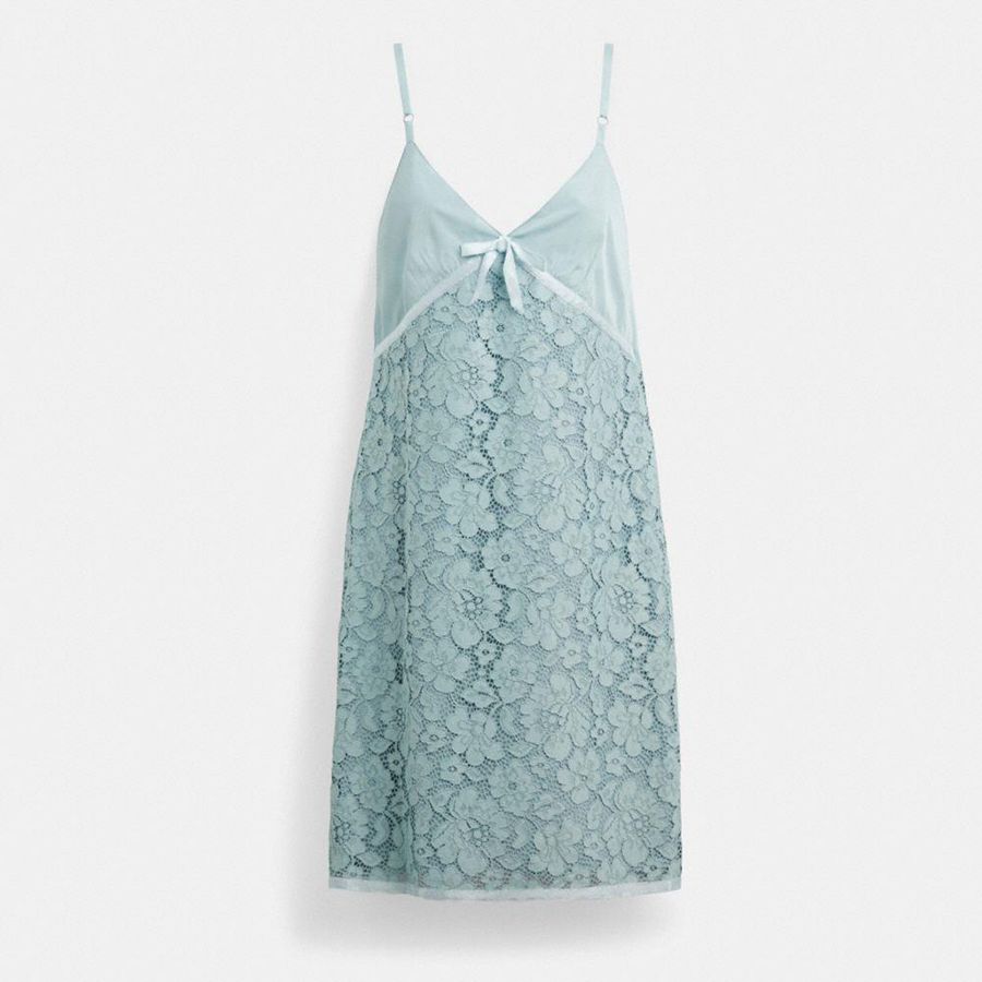 Vestido COACH Lace Feminino Azuis | 36701KVPS