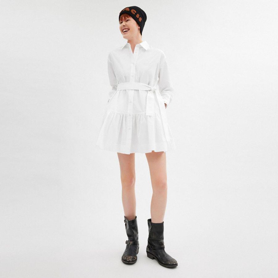 Vestido COACH Shirt In Organic Cotton Feminino Branco | 13984LUFY