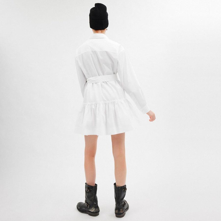 Vestido COACH Shirt In Organic Cotton Feminino Branco | 13984LUFY