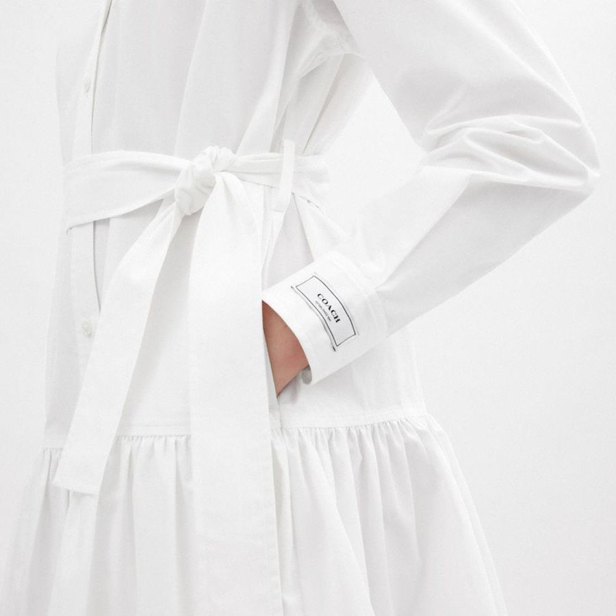 Vestido COACH Shirt In Organic Cotton Feminino Branco | 13984LUFY