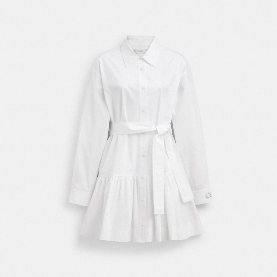 Vestido COACH Shirt In Organic Cotton Feminino Branco | 13984LUFY