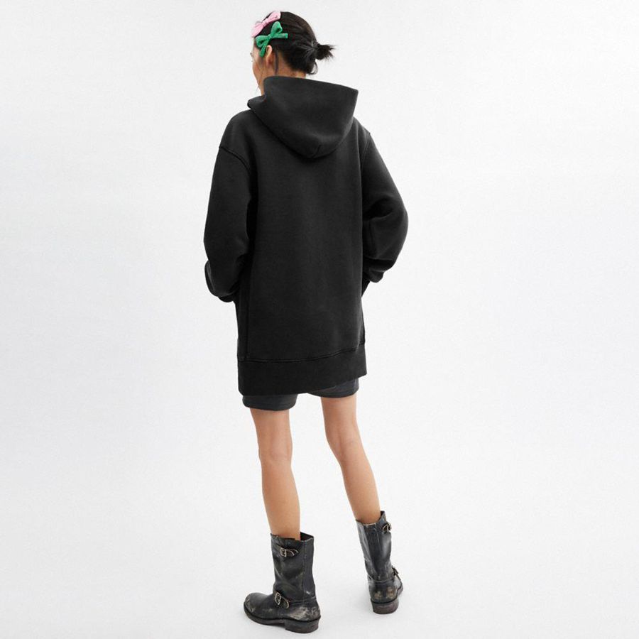 Vestido COACH Signature Crest Hoodie In Organic Cotton Feminino Pretas | 07861SYBD
