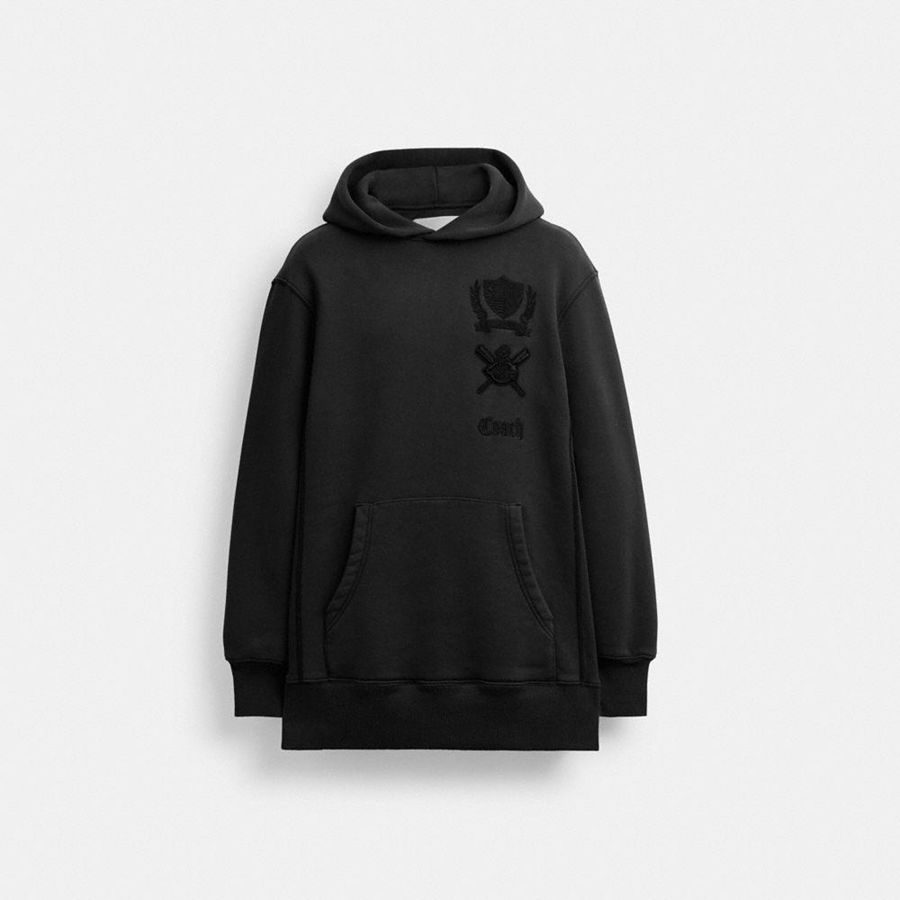 Vestido COACH Signature Crest Hoodie In Organic Cotton Feminino Pretas | 07861SYBD