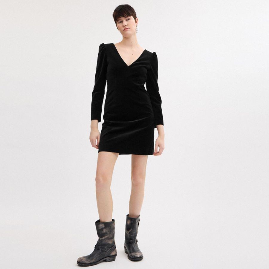Vestido COACH Velvet Feminino Pretas | 79053GTDE