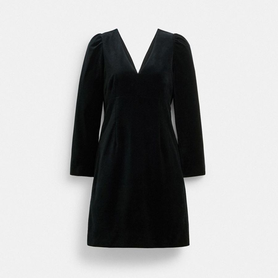 Vestido COACH Velvet Feminino Pretas | 79053GTDE