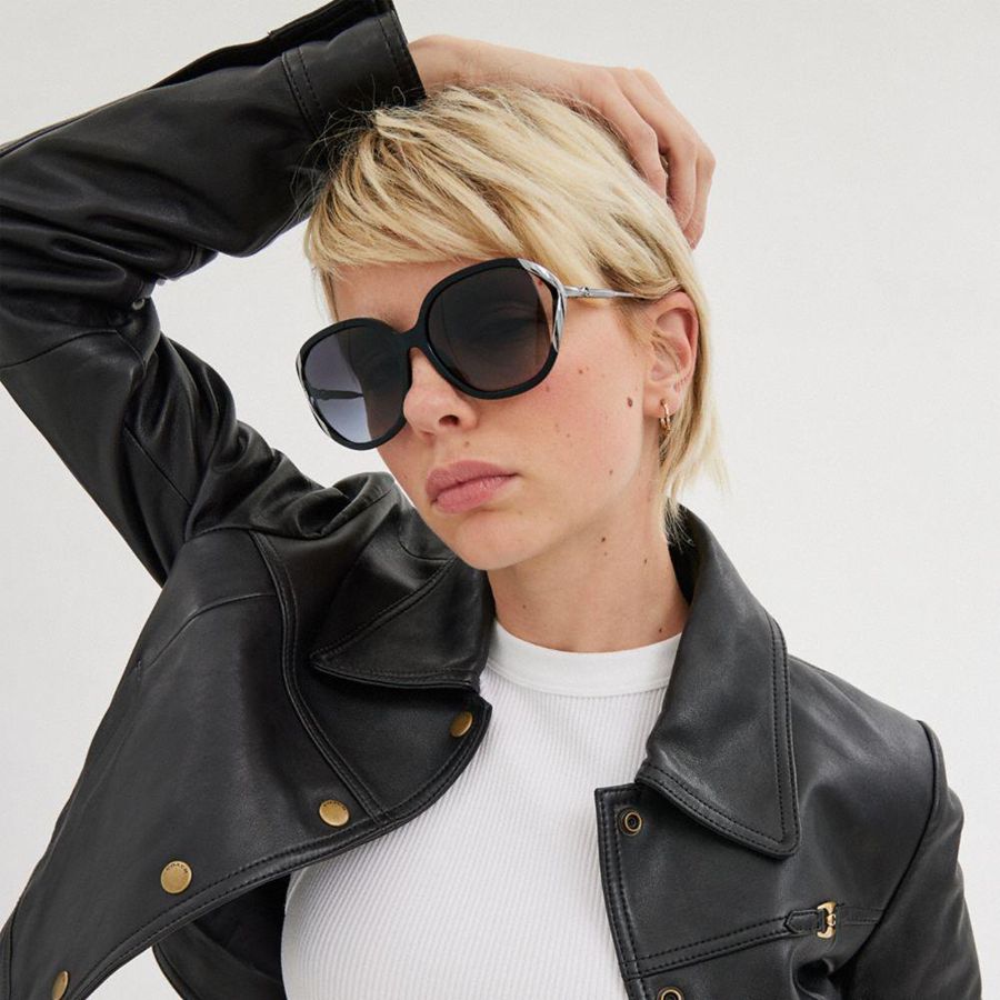 Óculos de Sol COACH Bandit Oversized Square Feminino Pretas | 08397DZUL