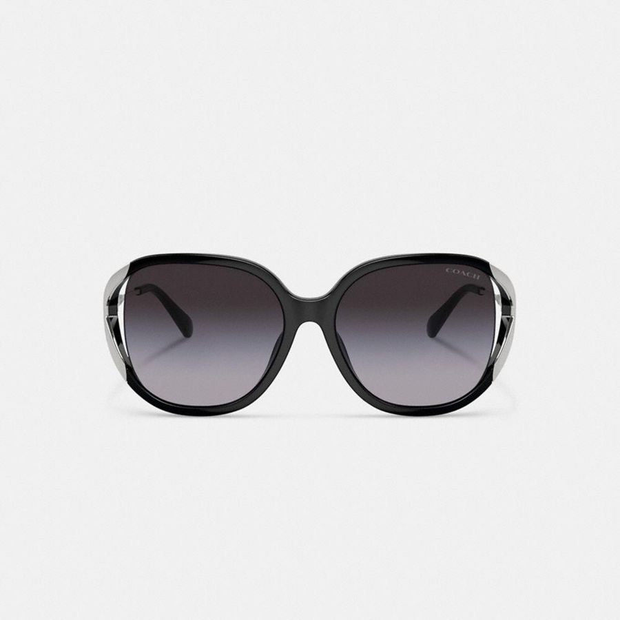 Óculos de Sol COACH Bandit Oversized Square Feminino Pretas | 08397DZUL