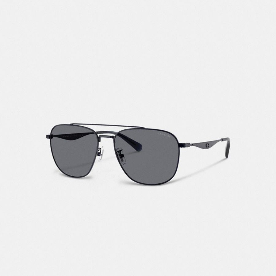 Óculos de Sol COACH Hardware Metal Pilot Feminino Pretas | 61809HTVM