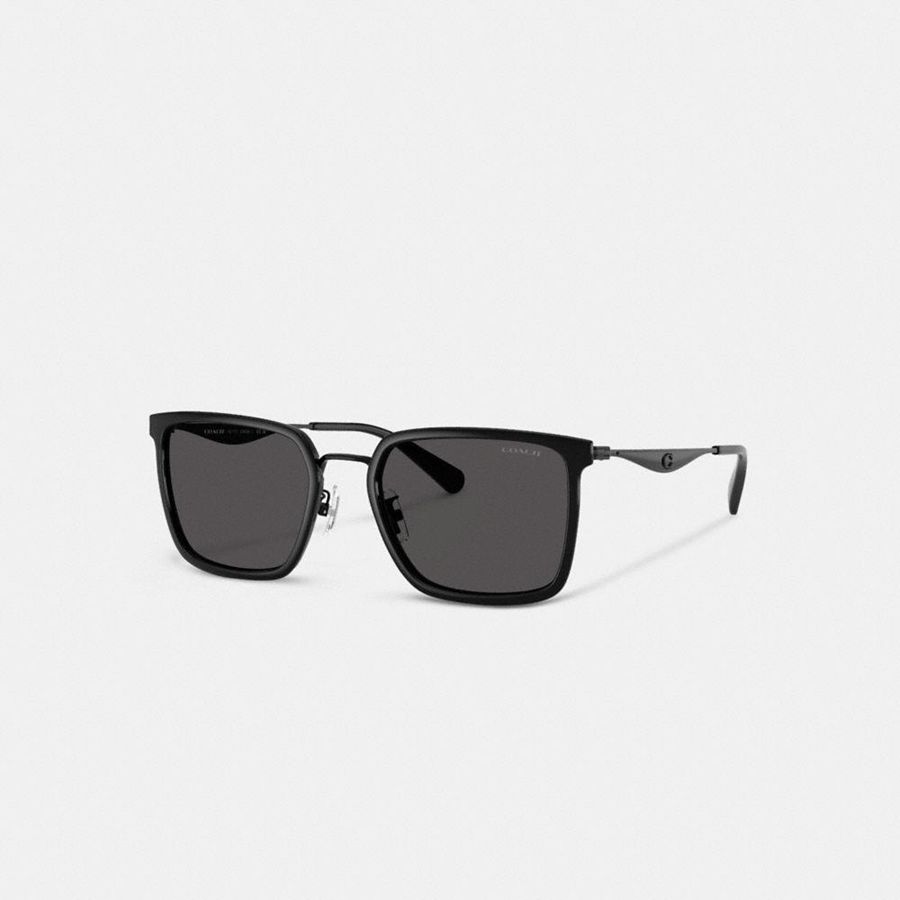 Óculos de Sol COACH Hardware Square Masculino Pretas | 81279HBDY