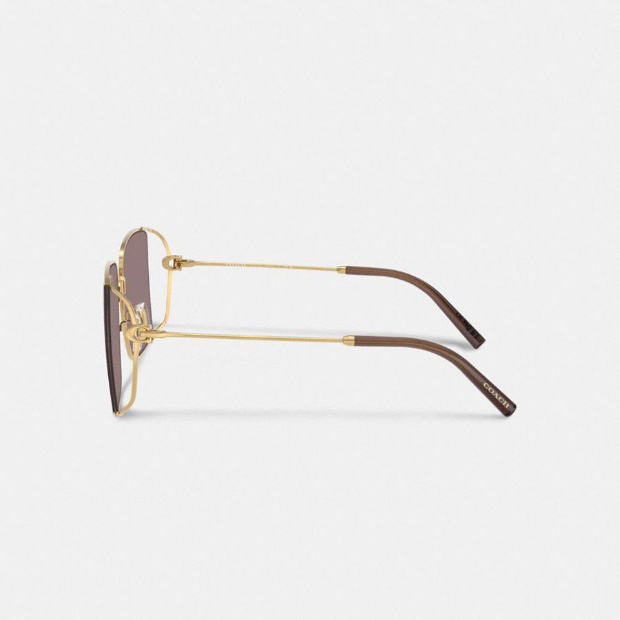 Óculos de Sol COACH Metal Square Feminino Roxo | 34582GJRD