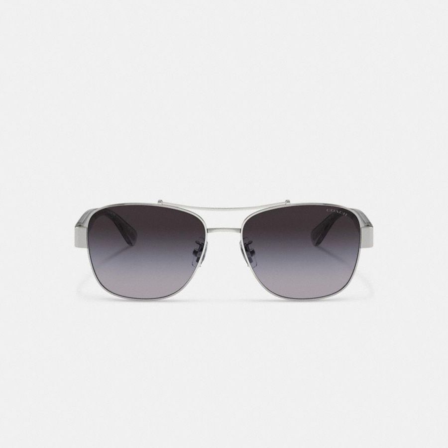 Óculos de Sol COACH Signature Ombré Narrow Pilot Feminino Cinzentas | 90258WDFQ