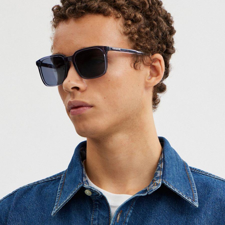 Óculos de Sol COACH Thin Square Masculino Cinzentas | 09374DZQC